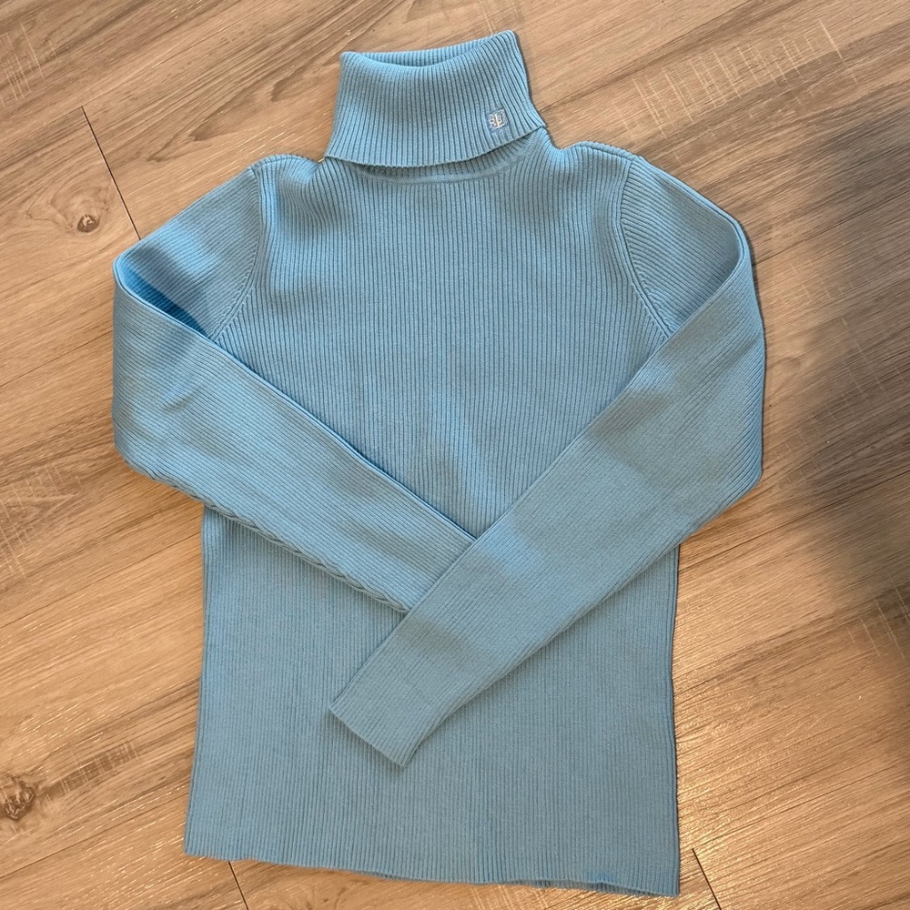 Ralph Lauren Light Blue Ribbed Turtleneck Sweater